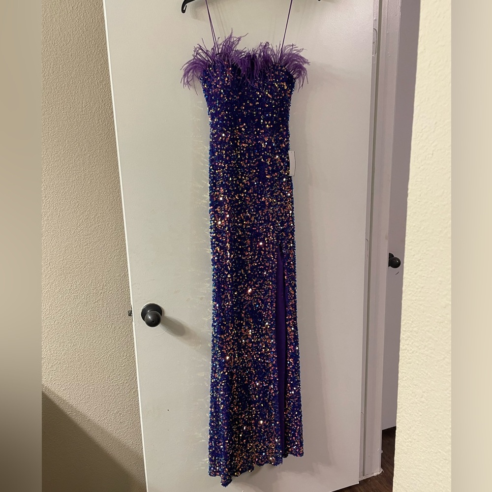 Beautiful Purple Sequin B. Darlin long Dress Size 0